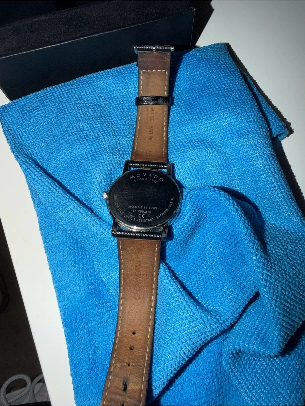 Movado Rose Gold Case Watch with Brown Leather Strap
